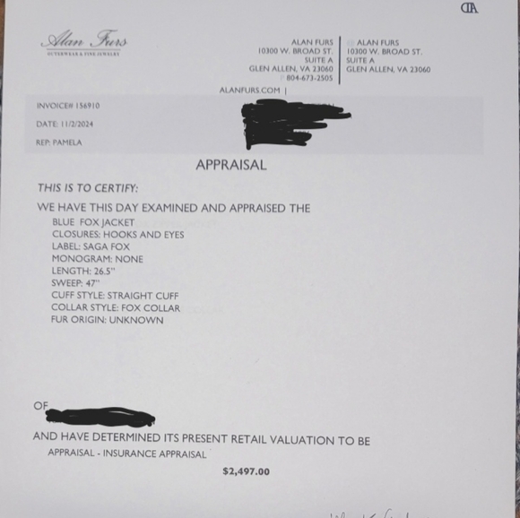 Saga Fox Vintage Blue Fox Fur Coat, Size L, Mid-Length Coat - Picture 8 of 8